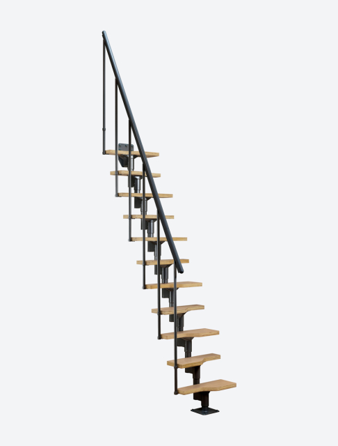 Staircase ATLANTA Black (RAL 9005) + beech treads