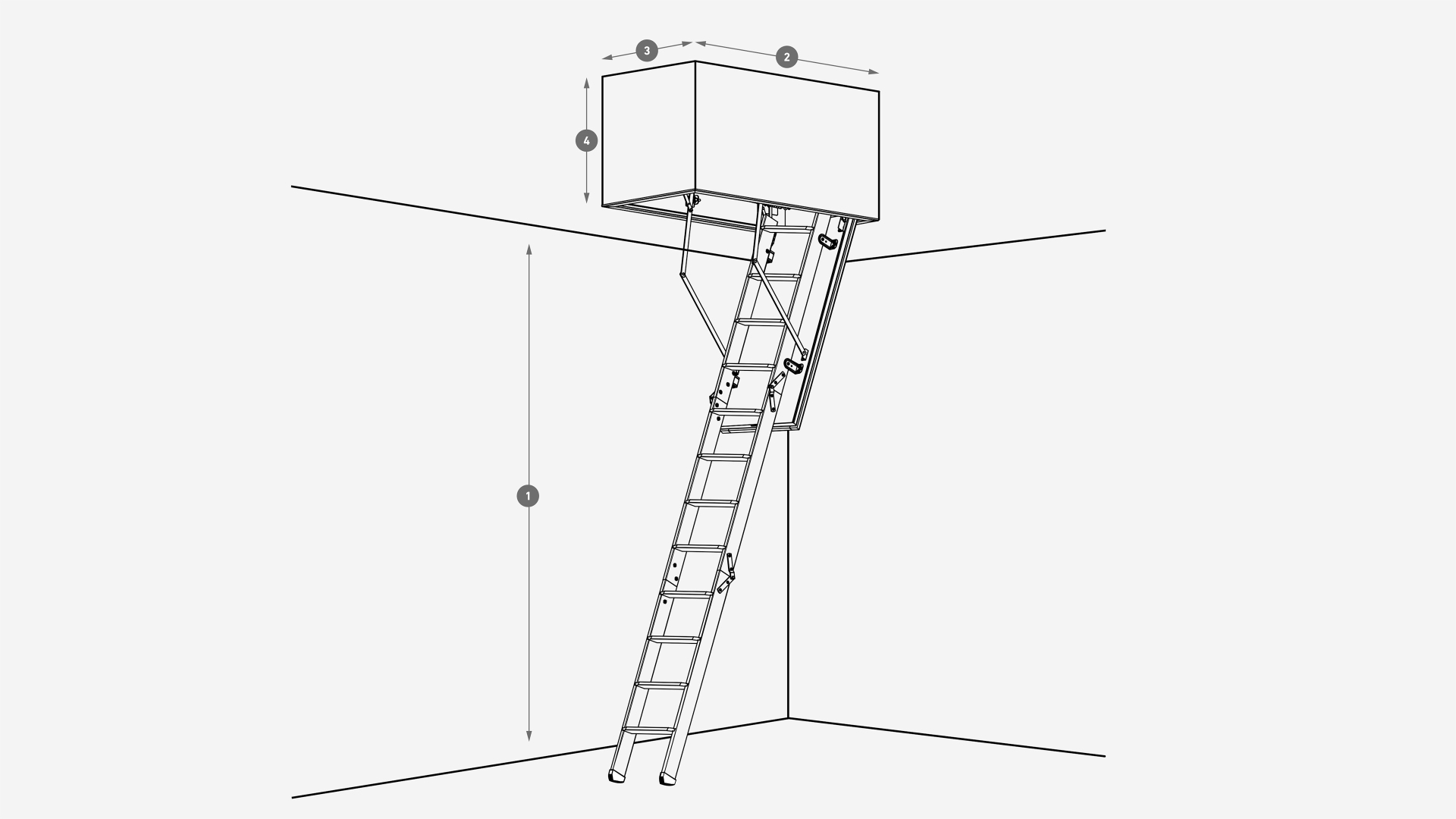 Palėpės laiptai luboms, kurių aukštis siekia iki 415 cm 